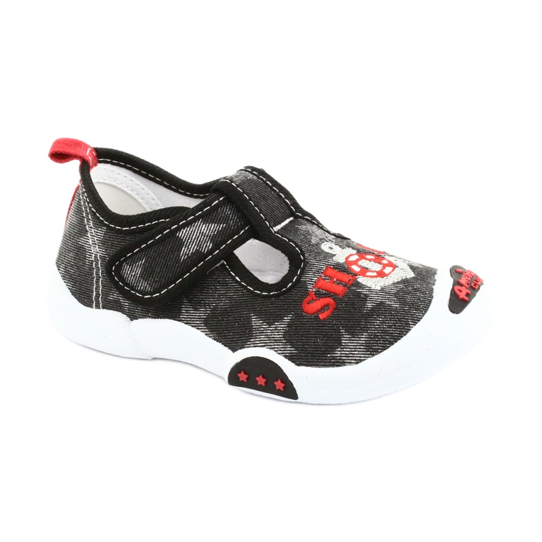 American Club Kinder Sneakers Ledereinsatz TEN12 schwarz rot grau 1