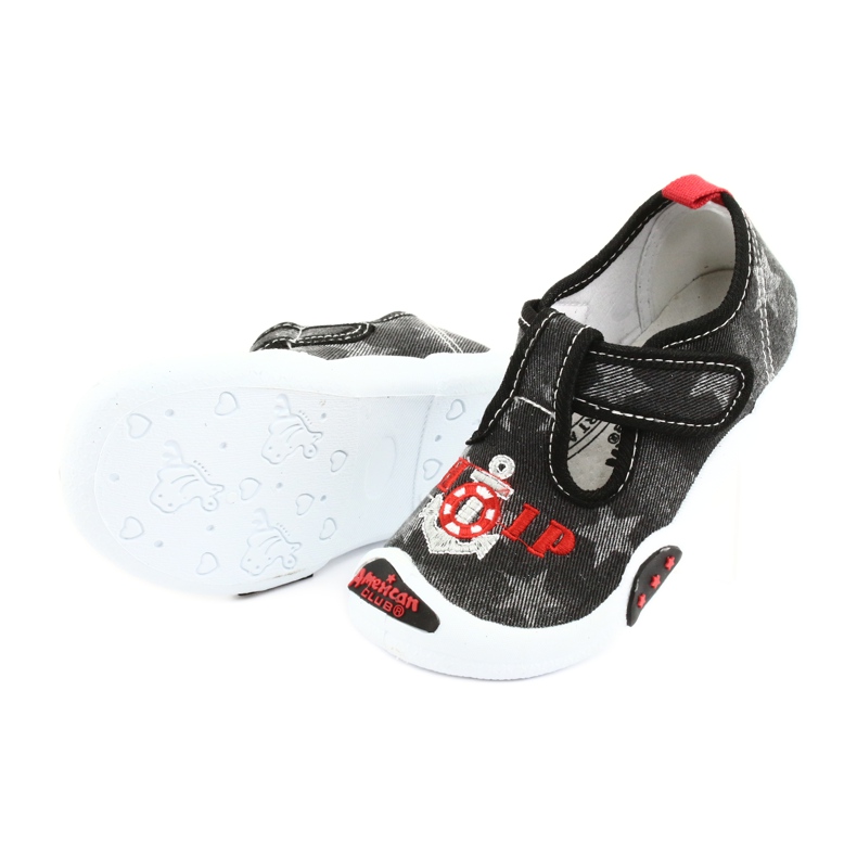 American Club Kinder Sneakers Ledereinsatz TEN12 schwarz rot grau 5