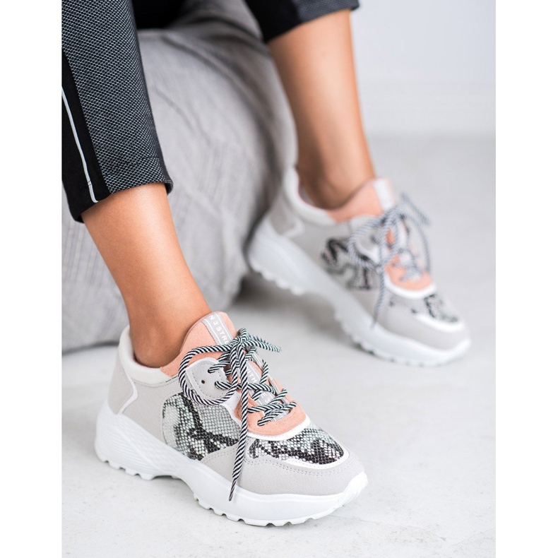 SHELOVET Modische Sneakers mit Schlangenmuster grau 1