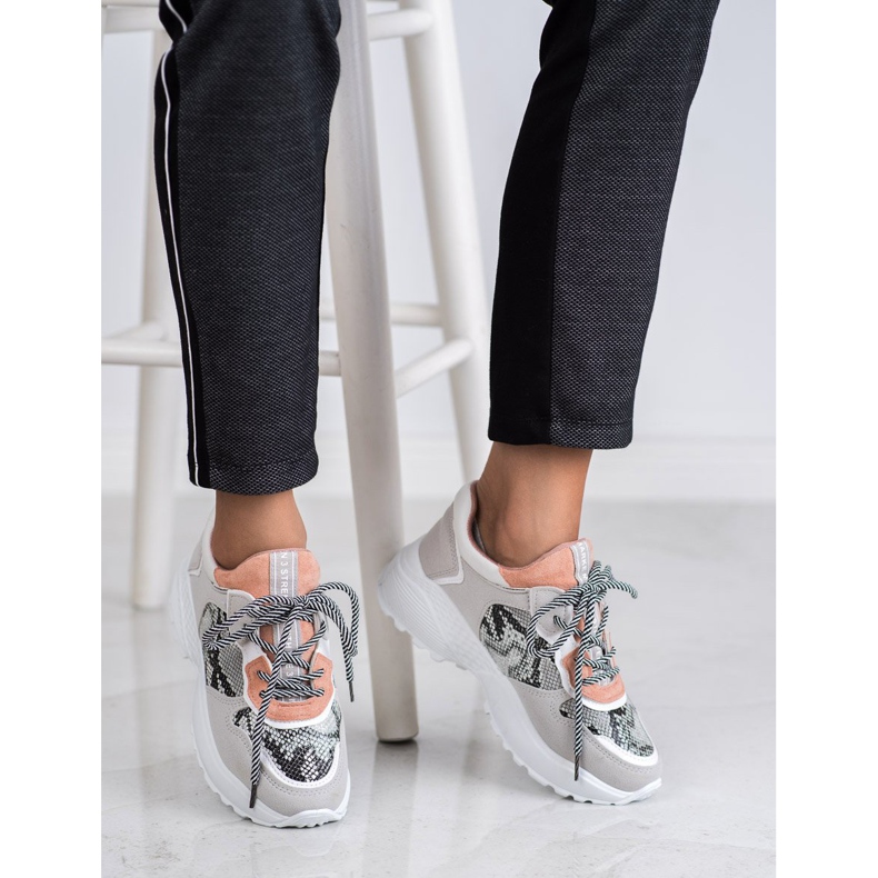 SHELOVET Modische Sneakers mit Schlangenmuster grau 2