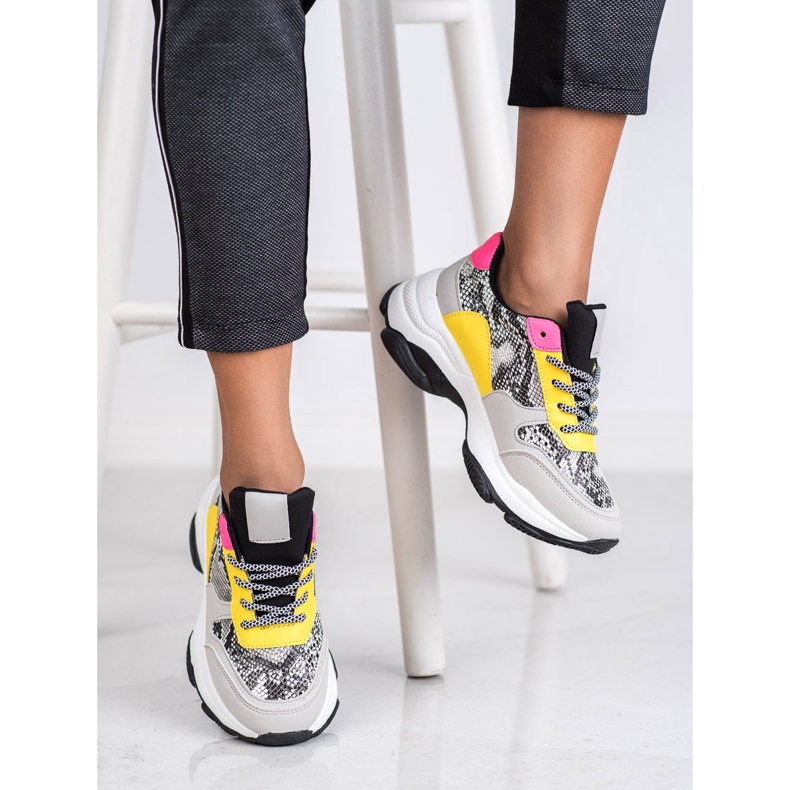 SHELOVET Bunte Sneakers mit Schlangenprint mehrfarbig 2