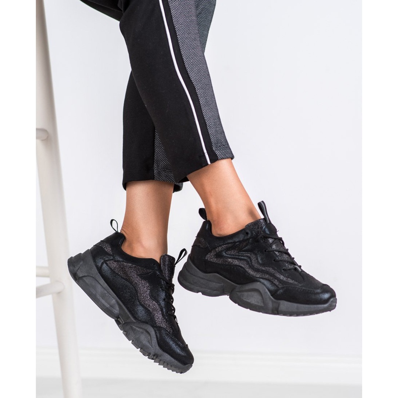 SHELOVET Glitzer-Turnschuhe schwarz 2