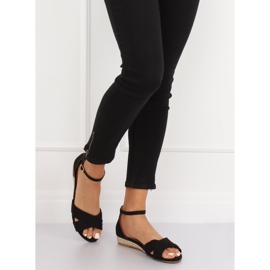 Schwarze Sandalen Espadrilles 9R121 Schwarz 1