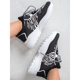 SHELOVET Modische Sneakers mit Zebra-Print weiß schwarz 2