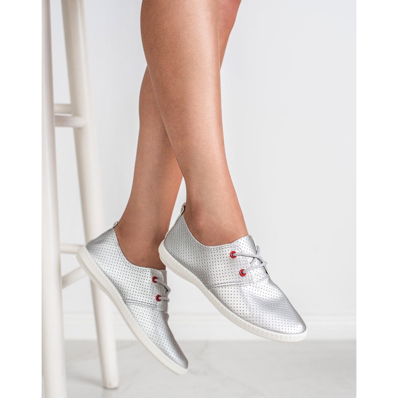 SHELOVET Silberne Turnschuhe grau 2