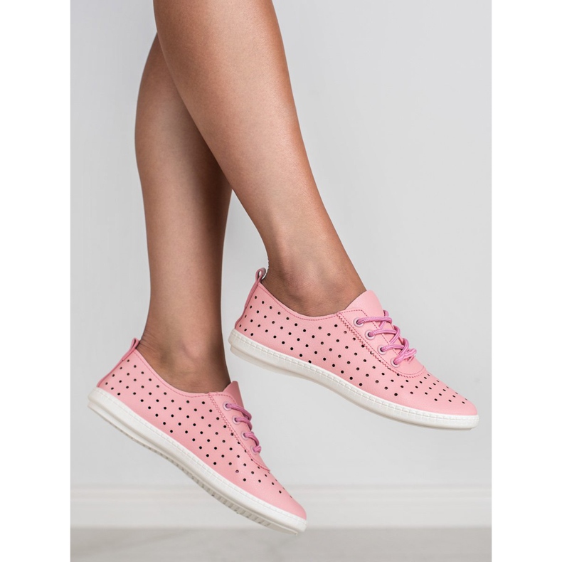 SHELOVET Durchbrochene Sneakers für Damen rosa 2