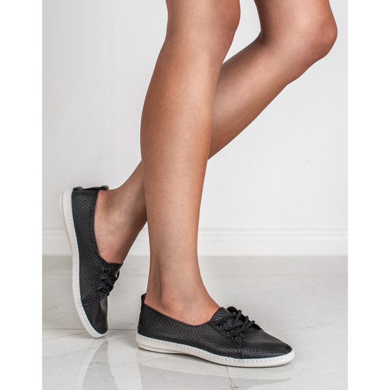 SHELOVET Turnschuhe aus Öko-Leder schwarz 2