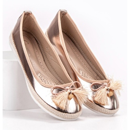 COLORFUL Modische goldene Ballerinas 1