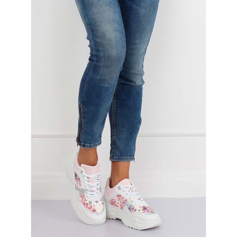 Weiße Blume Sportschuhe 3002 WHITE / FLOWER Red 2