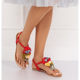 Flip-Flops mit roten Blumen L518 Rot 2