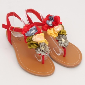 Flip-Flops mit roten Blumen L518 Rot 1