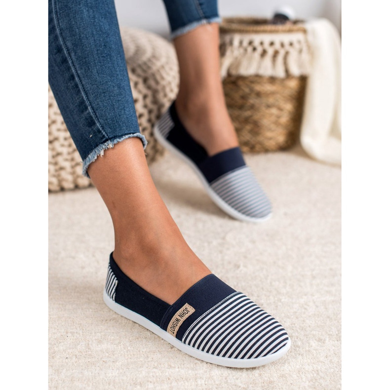SHELOVET Gestreifte Slipper blau 2