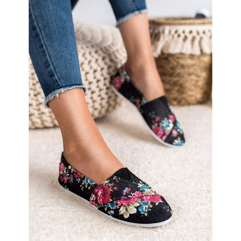 SHELOVET Slipony in Blumen schwarz mehrfarbig 2