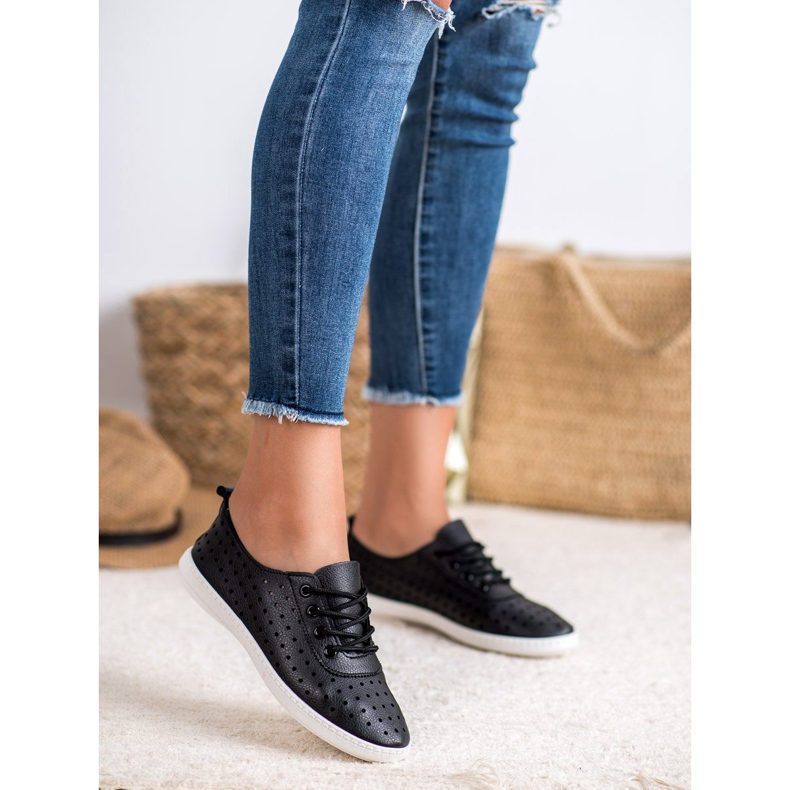 SHELOVET Durchbrochene Sneakers für Damen schwarz 2