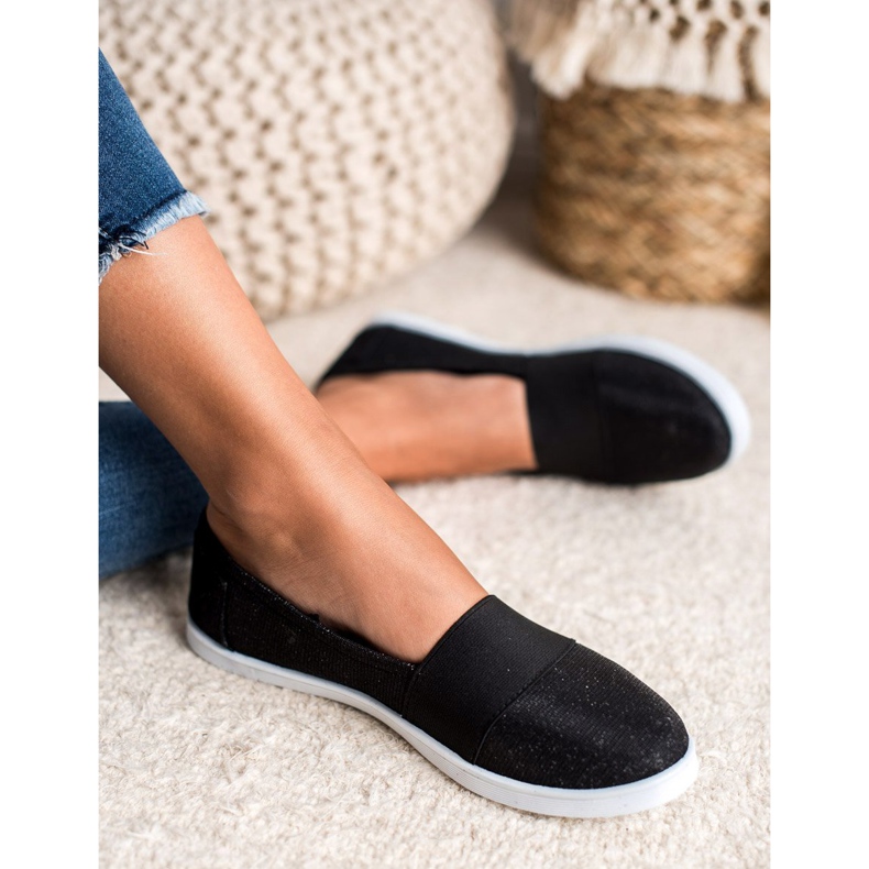 SHELOVET Slip-On Sneakers mit Glitzer schwarz 2