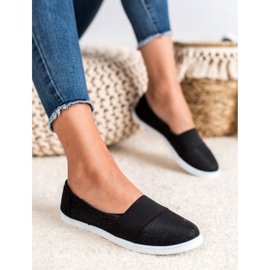 SHELOVET Slip-On Sneakers mit Glitzer schwarz 1