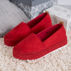 Forever Folie Rote Espadrilles auf der Plattform 2