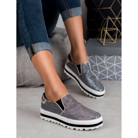 SHELOVET Leichte Slipons auf der Plattform schwarz grau 1