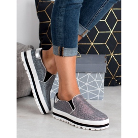 SHELOVET Leichte Slipons auf der Plattform schwarz grau 2