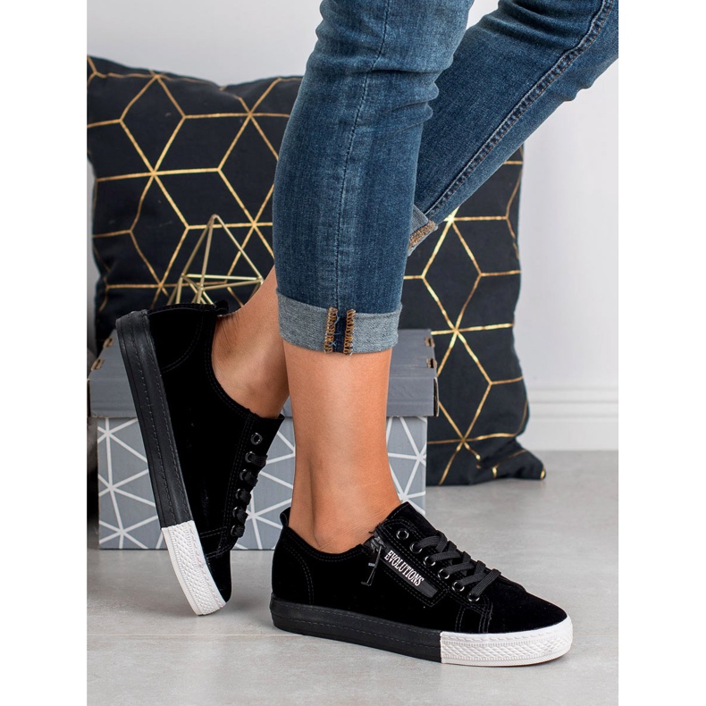 SHELOVET Schwarze Turnschuhe grün 1