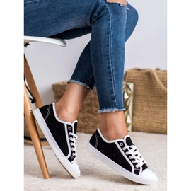 SHELOVET Niedrige Sneaker für Damen weiß schwarz 1