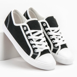 SHELOVET Niedrige Sneaker für Damen weiß schwarz 2