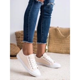 SHELOVET Niedrige Sneaker für Damen weiß braun 1