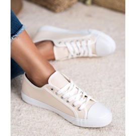 SHELOVET Niedrige Sneaker für Damen weiß braun 2