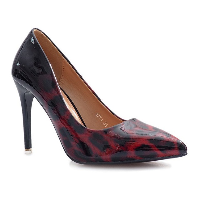 Rot lackierte Stilettos mit Leopardenmuster Reblle schwarz 1