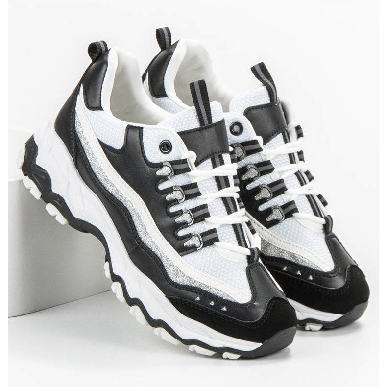 Small Swan Sneakers mit Glitzer weiß schwarz 2