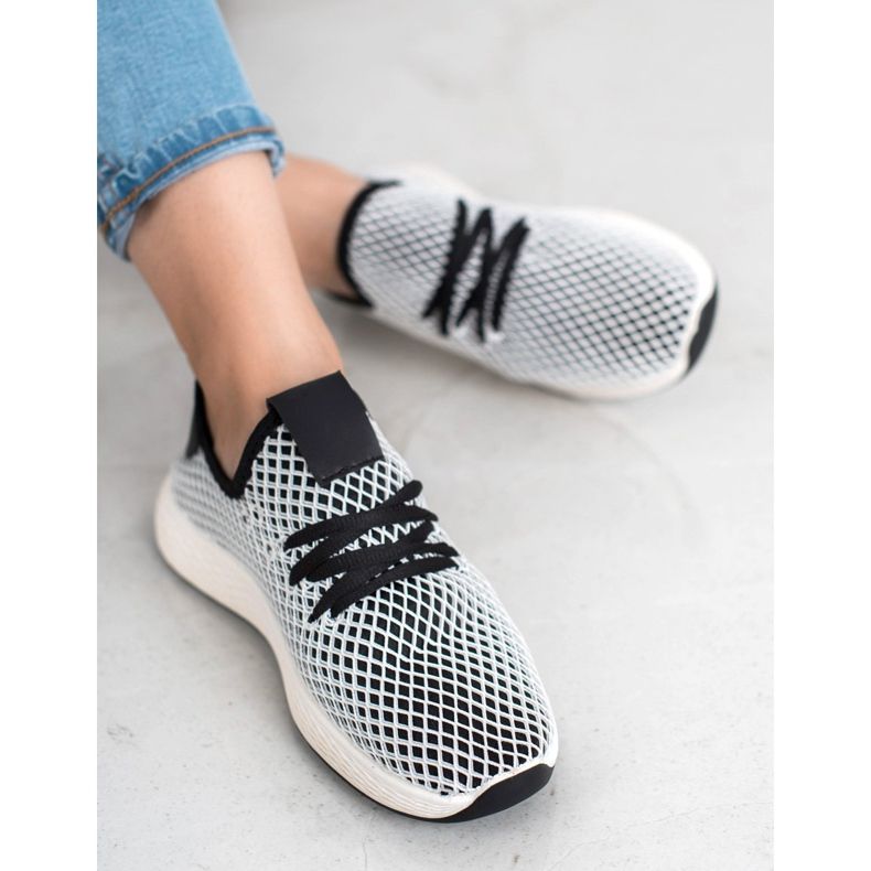 SHELOVET Modische Slip-On Schuhe weiß schwarz 2