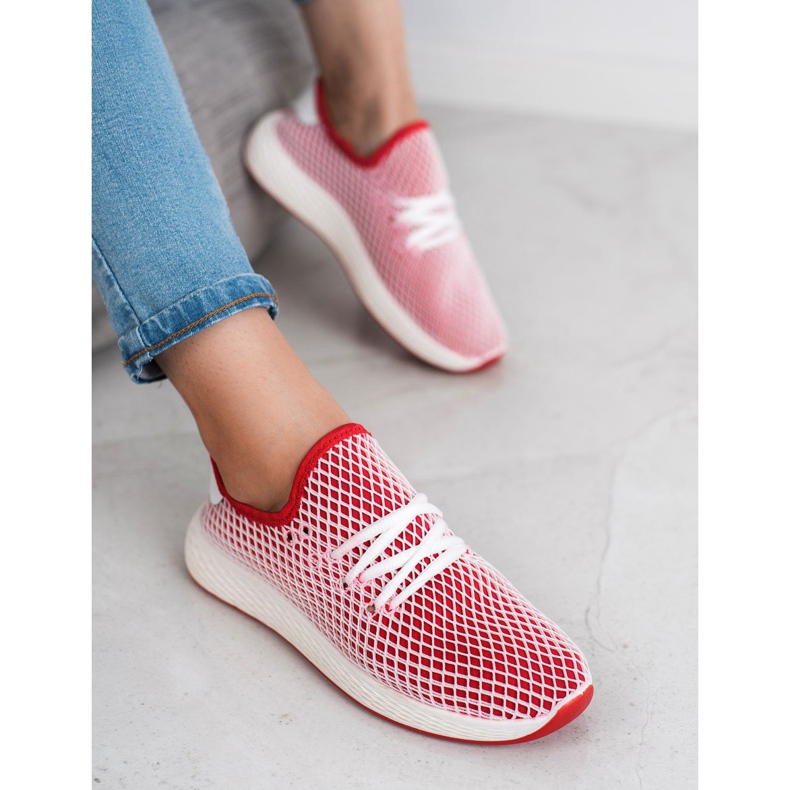 SHELOVET Modische Slip-On Schuhe weiß rot 1