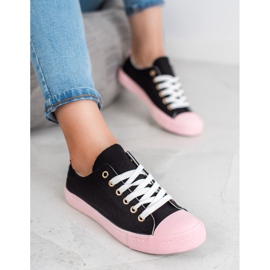 SHELOVET Zweifarbige Sneaker schwarz rosa 1