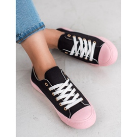 SHELOVET Zweifarbige Sneaker schwarz rosa 2