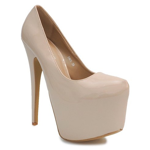 Lackierte High Heels auf dem Plateau D905 Beige 1