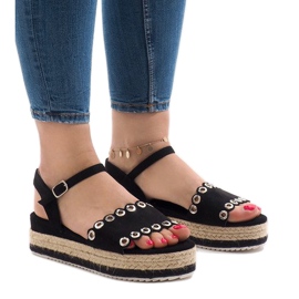 Schwarze Sandalen auf der Plattform 99-46 1