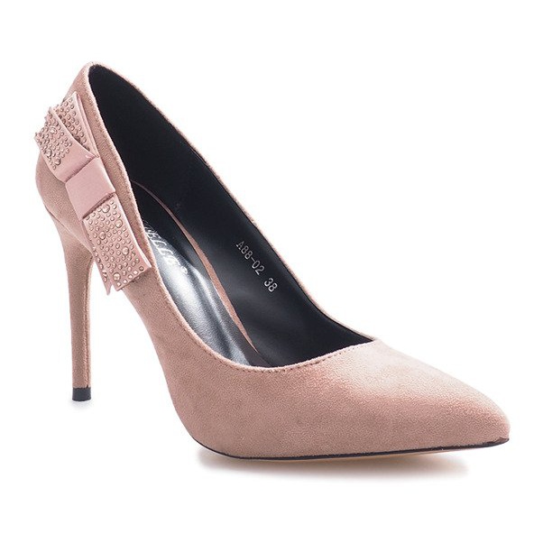 Rosa Heels mit Bordeaux-Schleife 1