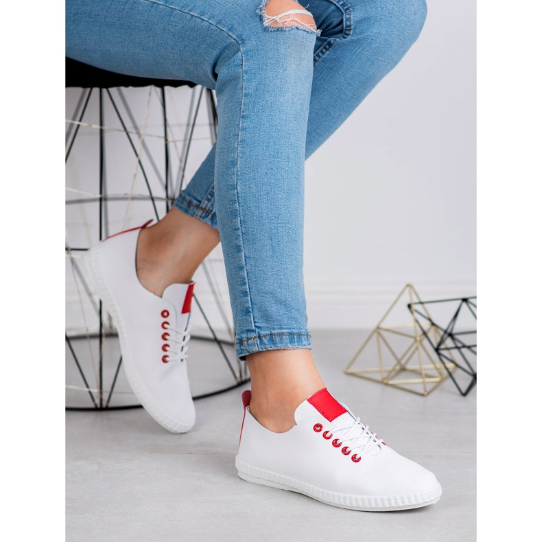 Jumex Turnschuhe aus Öko-Leder weiß rot 1