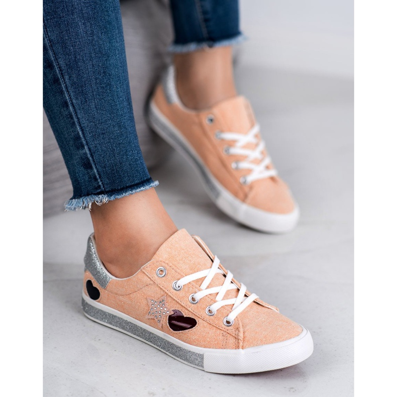 Kylie Sneakers mit Glitzer orange 1