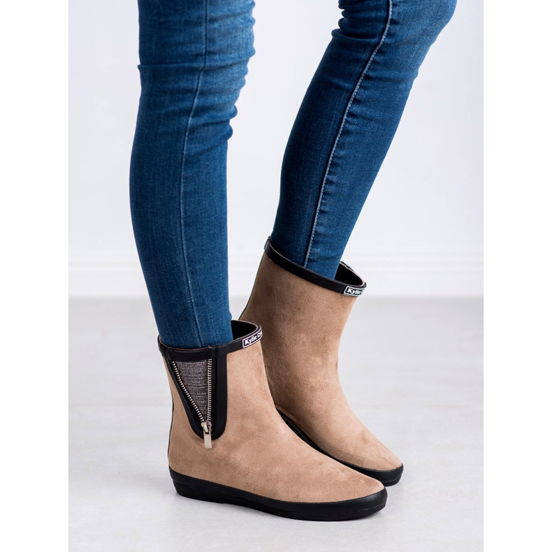 Kylie Galoschen aus Wildleder mit dekorativem Reißverschluss beige 1