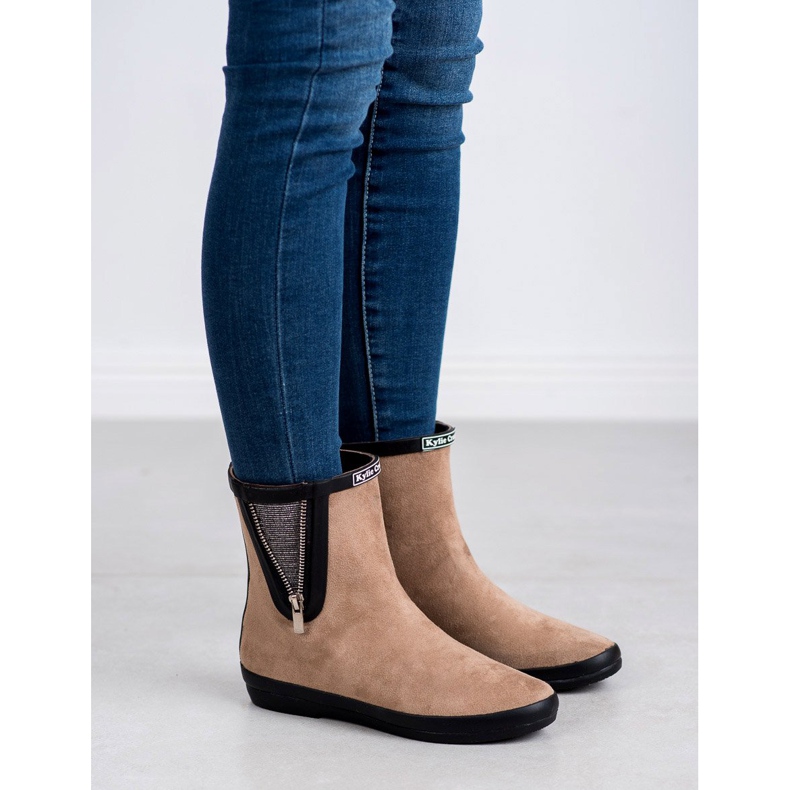 Kylie Galoschen aus Wildleder mit dekorativem Reißverschluss beige 2