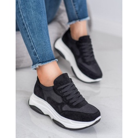 Ideal Shoes Hellschwarze Turnschuhe 2