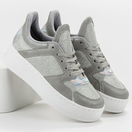 Ideal Shoes Sneakers mit Glitzer grau 2