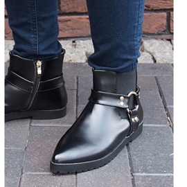 Warme elegante Stiefel mit Schnalle HW14 Schwarz 1