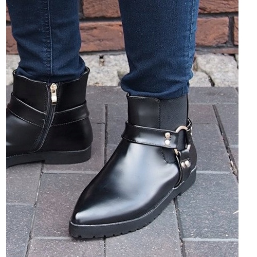 Warme elegante Stiefel mit Schnalle HW14 Schwarz 1