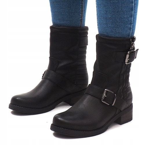Warme Stiefel mit Schnalle 14A7181 Schwarz 1
