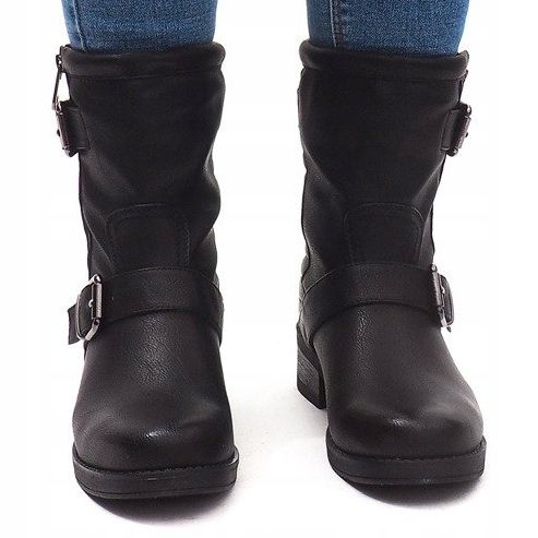 Warme Stiefel mit Schnalle 14A7181 Schwarz 2