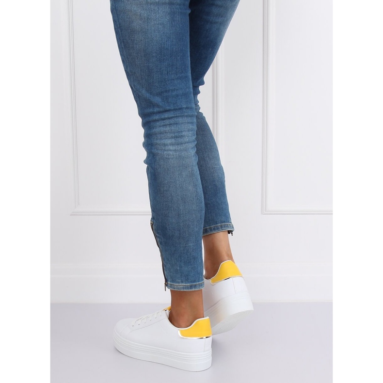 Sneakers mit hohen Sohlen weiß und gelb B0-31 WEISS / GELB 2