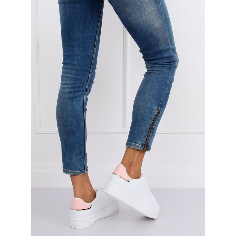 Sneakers mit hoher Sohle weiß und rosa B0-31 WHITE / PINK 1