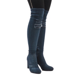Blaue Jeansstiefel im Used-Look BH70-HB 1
